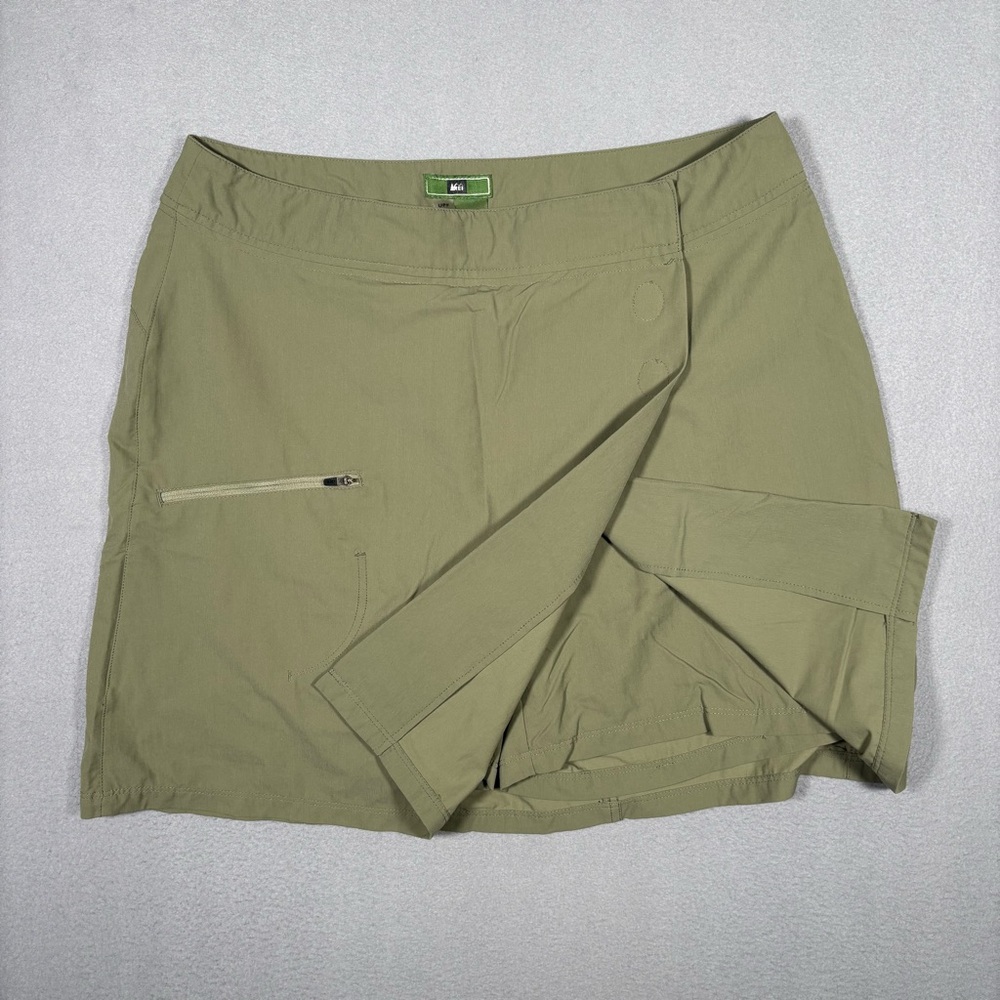 REI Skort Wrap Women’s Sz 14 Army Green Skirt/Shorts Nylon Hiking Pocket UPF 50 - Picture 5 of 11